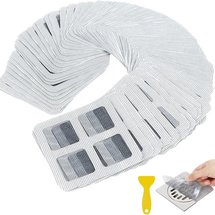 80PCS 4"x4" Disposable Hair Drain Stickers, Anti-Blocking Filter Screen Self-Adhesive Mesh Drain Covers for Bathroom, Bathtub, Sink, Kitchen, Laundry Room, Shower.