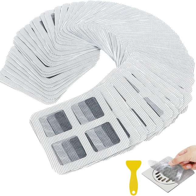 80PCS 4"x4" Disposable Hair Drain Stickers, Anti-Blocking Filter Screen Self-Adhesive Mesh Drain Covers for Bathroom, Bathtub, Sink, Kitchen, Laundry Room, Shower.