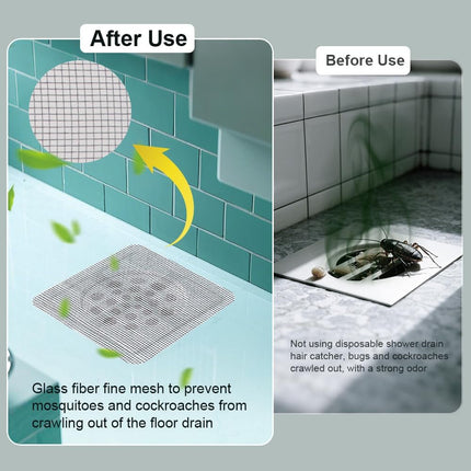 80PCS 4"x4" Disposable Hair Drain Stickers, Anti-Blocking Filter Screen Self-Adhesive Mesh Drain Covers for Bathroom, Bathtub, Sink, Kitchen, Laundry Room, Shower.