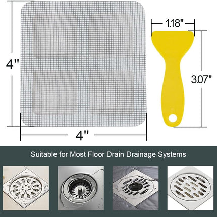 80PCS 4"x4" Disposable Hair Drain Stickers, Anti-Blocking Filter Screen Self-Adhesive Mesh Drain Covers for Bathroom, Bathtub, Sink, Kitchen, Laundry Room, Shower.
