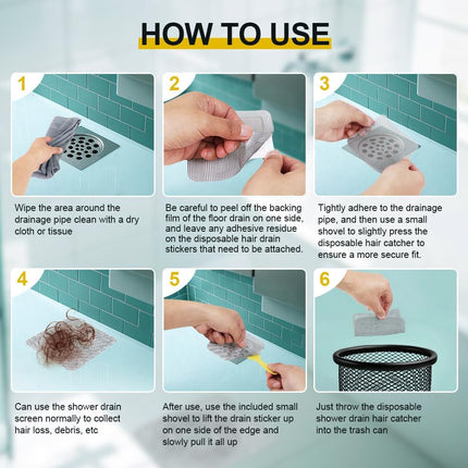 80PCS 4"x4" Disposable Hair Drain Stickers, Anti-Blocking Filter Screen Self-Adhesive Mesh Drain Covers for Bathroom, Bathtub, Sink, Kitchen, Laundry Room, Shower.