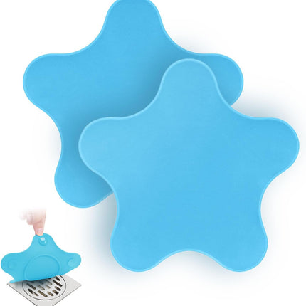 Silicone Drain Cover, Bath Drain Cover with 5 Strong Suction Cups, 6 inch Large Bath Stopper, Tub Stopper for Kitchen, Bathroom, 2 Pack（Blue）.