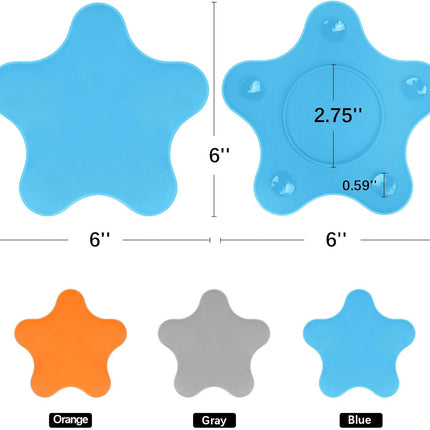 Silicone Drain Cover, Bath Drain Cover with 5 Strong Suction Cups, 6 inch Large Bath Stopper, Tub Stopper for Kitchen, Bathroom, 2 Pack（Blue）.