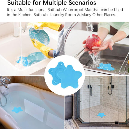 Silicone Drain Cover, Bath Drain Cover with 5 Strong Suction Cups, 6 inch Large Bath Stopper, Tub Stopper for Kitchen, Bathroom, 2 Pack（Blue）.