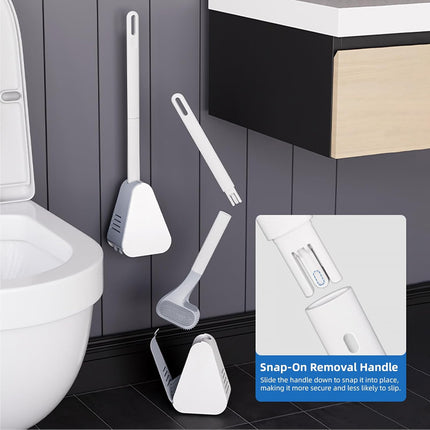 Toilet Brush and Holder Set Silicone, Flexible Toilet Brush for Deep Cleaning of Dead Corners, Snap-on Detachable Long Toilet Brush, Wall-Mounted Toilet Bowl Brush Set (Black).