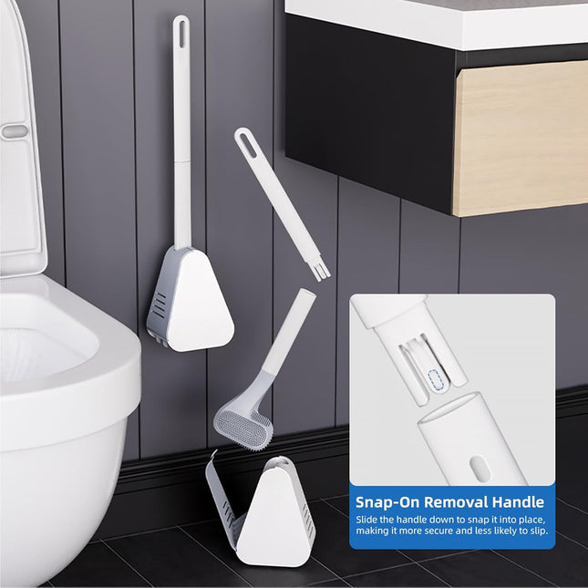 Toilet Brush and Holder Set Silicone, Flexible Toilet Brush for Deep Cleaning of Dead Corners, Snap-on Detachable Long Toilet Brush, Wall-Mounted Toilet Bowl Brush Set (Black).