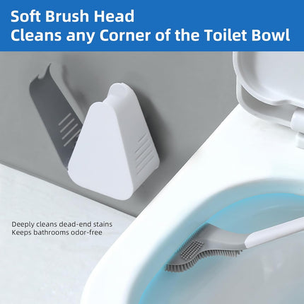 Toilet Brush and Holder Set Silicone, Flexible Toilet Brush for Deep Cleaning of Dead Corners, Snap-on Detachable Long Toilet Brush, Wall-Mounted Toilet Bowl Brush Set (Black).