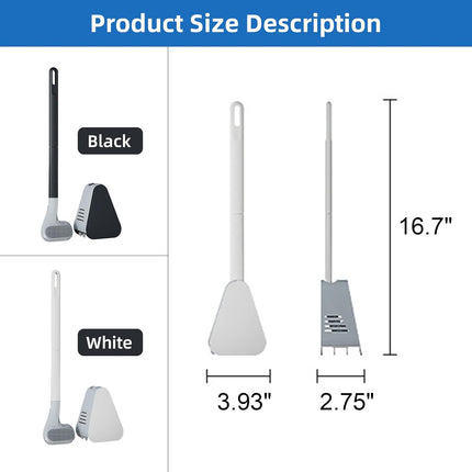 Toilet Brush and Holder Set Silicone, Flexible Toilet Brush for Deep Cleaning of Dead Corners, Snap-on Detachable Long Toilet Brush, Wall-Mounted Toilet Bowl Brush Set (Black).