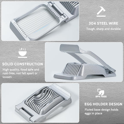 Heavy Duty Stainless Steel Wire Egg Slicer for Hard Boiled Eggs & Strawberry Other Soft Food.
