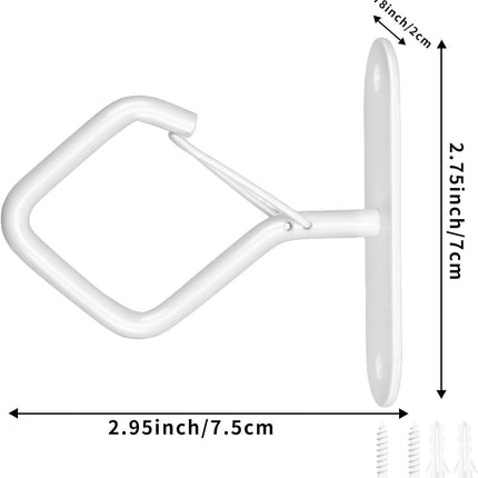 Ceiling Plant Hooks with Safety Buckle, White Metal Hanging Hooks for Plants, Wind Chimes, Bird Feeders, 3 Pack.