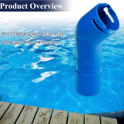 1 Pc R0532400 Cleaner Twist-Lock 45-Degree Elbow Extension, Fit for Baracuda T5 Duo & Zodiac MX6/MX8 Suction Side Automatic Pool Cleaners, Fit into Pool Wall Tightly to Operate Sweeper or Skimmer.
