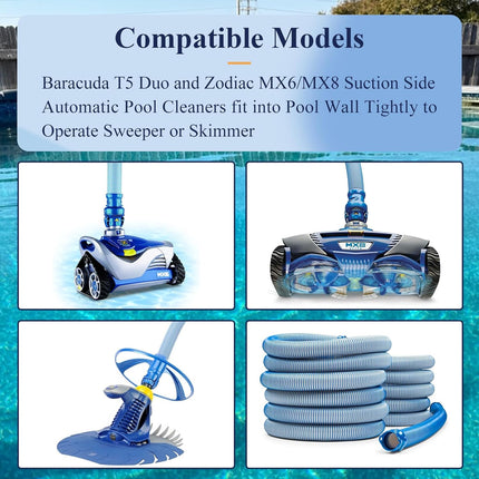 1 Pc R0532400 Cleaner Twist-Lock 45-Degree Elbow Extension, Fit for Baracuda T5 Duo & Zodiac MX6/MX8 Suction Side Automatic Pool Cleaners, Fit into Pool Wall Tightly to Operate Sweeper or Skimmer.
