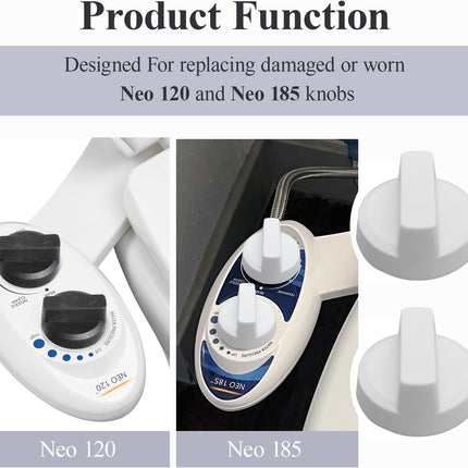 Bidet Seats Replacement Knob Compatible With Luxe Bidet Neo 120 & Neo 185, Knob Accessories for Luxe Bidet Neo 120 & Neo 185, Neo Knob, Non-Electric Bidet Attachment for Toilet Seat, 2 Pcs White.