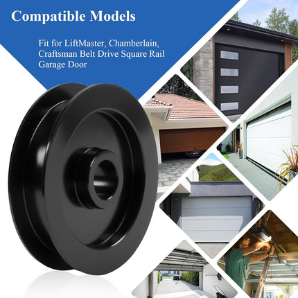 1 Pc 144C54 Metal Idler Pulley, K144C0054M Belt Drive Square Rail, For Garage Door Openers, Fits All LiftMaster Chamberlain Craftsman Belt Drive Square Rail Garage Door, 1/2 inch I.D., 2-1/2 inch O.D..