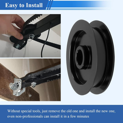1 Pc 144C54 Metal Idler Pulley, K144C0054M Belt Drive Square Rail, For Garage Door Openers, Fits All LiftMaster Chamberlain Craftsman Belt Drive Square Rail Garage Door, 1/2 inch I.D., 2-1/2 inch O.D..