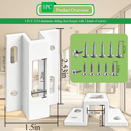 1 Pc E 2124 Aluminum Sliding Door Keeper, for Hook Style Latch, Extruded Sliding Patio Door Latch, Fit for Pella, Micron 1200 Series, Viking Doors and Other Sliding Glass Doors.