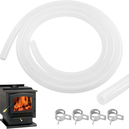20093K Pellet Stove Silicone Vacuum Pressure Hose for Vacuum Shutdown and Firebox Pressure Switches, Fit for Most Englander Pellet Stove Models, 5 Feet Clear Tubing Hose with 4 Clips, Part# PU-VH.