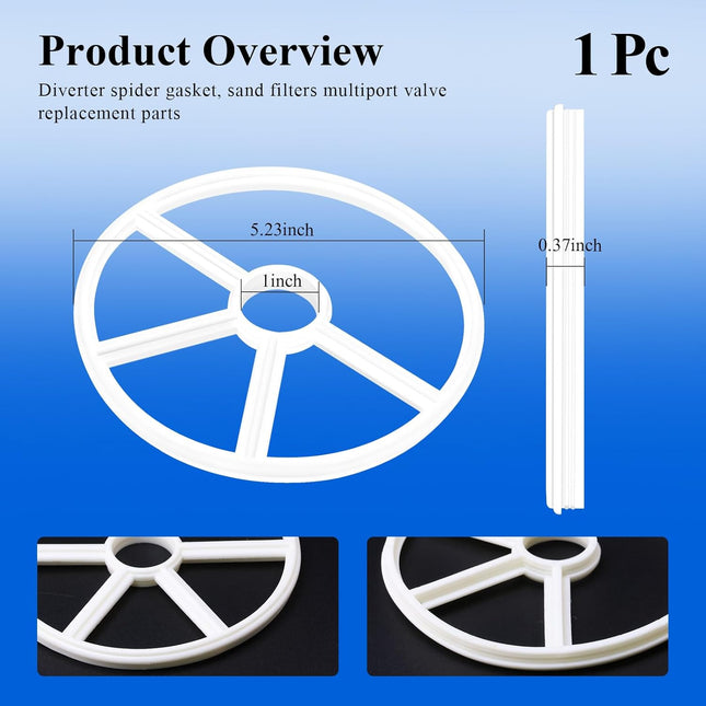 1 Pc Diverter Spider Gasket Compatible with Waterway 711-1910B/806105211439, Fit for Carefree, Clearwater, TWM Sand Filters Models WVS002 & WVS003 1.5-inch Top Mount Pool Sand Filters Multiport Valve.