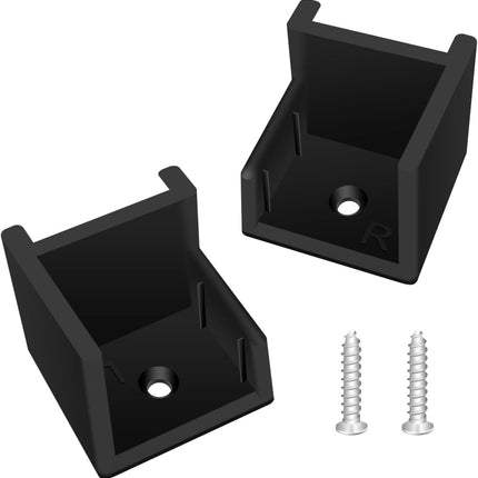 1 Left + 1 Right (Black) Hand Hinge with Ribs, Anti-Rattle Pontoon Gate Door Stop for 1-1/4" Square Tubing, Injection Molded Pontoon Door Stop, Screw Included, Direct Mounting with 1#10 Screws.
