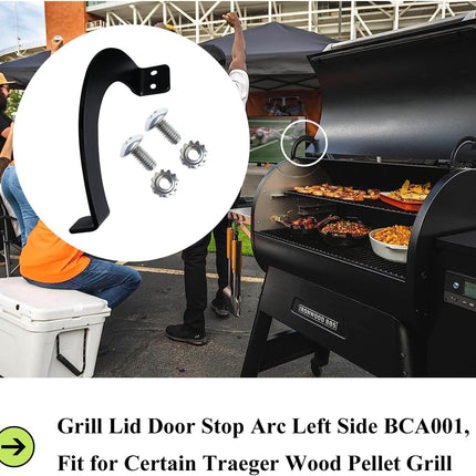 Newly Upgraded  Grill Lid Door Stop Arc Left Side, Part# BCA001, Compatible with Traeger Ironwood 650, Ironwood 885, Traeger XL (BBQ150) Wood Pellet Grill.