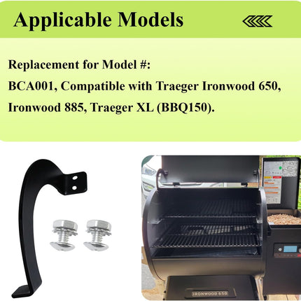 Newly Upgraded  Grill Lid Door Stop Arc Left Side, Part# BCA001, Compatible with Traeger Ironwood 650, Ironwood 885, Traeger XL (BBQ150) Wood Pellet Grill.