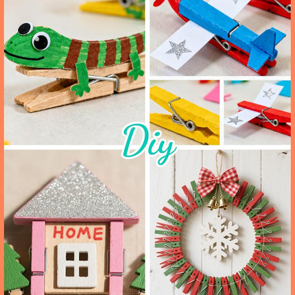 Mini Clothespins,  100 Pcs 1.4'' Strong Mini Clothespins for Photos with 10 Pcs Washi Tapes and 43 Ft Jute Twine, Colorful Wooden Small Clothes Pins for Picture, Crafts, Baby Shower.
