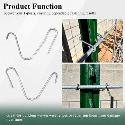 20 Pcs T-Post Fence Clips, 10 Gauge Galvanized Stainless Steel T-Post Wire Clips, Pre-Cut Fence Wire Ties, for T/U/Y-Posts, Round Posts to Repaire/Fix Garden Farm, Ranch, Highway, Sport Field Fences.