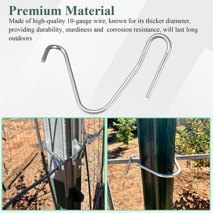 20 Pcs T-Post Fence Clips, 10 Gauge Galvanized Stainless Steel T-Post Wire Clips, Pre-Cut Fence Wire Ties, for T/U/Y-Posts, Round Posts to Repaire/Fix Garden Farm, Ranch, Highway, Sport Field Fences.