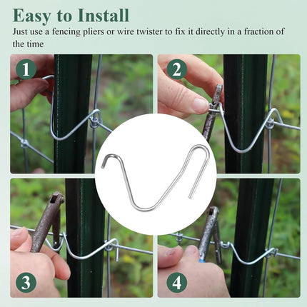 20 Pcs T-Post Fence Clips, 10 Gauge Galvanized Stainless Steel T-Post Wire Clips, Pre-Cut Fence Wire Ties, for T/U/Y-Posts, Round Posts to Repaire/Fix Garden Farm, Ranch, Highway, Sport Field Fences.