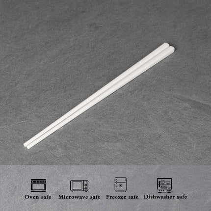 Ceramic Chopsticks Set of 5, Porcelain Chinese Chopsticks Easy To Clean, 9.6-Inch (White).