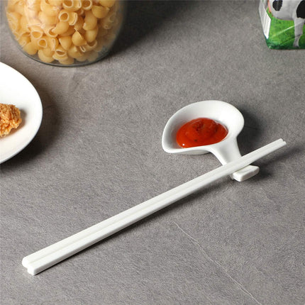 Ceramic Chopsticks Set of 5, Porcelain Chinese Chopsticks Easy To Clean, 9.6-Inch (White).