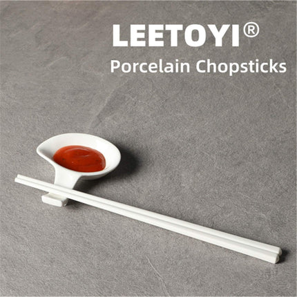 Ceramic Chopsticks Set of 5, Porcelain Chinese Chopsticks Easy To Clean, 9.6-Inch (White).