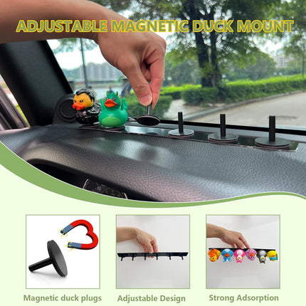 Duck Holders,Magnetic Duck Plugs for Jeep Dashboard Duck Display,Holds up to 12 Ducks,Adjustable Duck Mount,Silver(Does Not Include Rubber Duck).