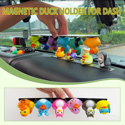 Duck Holders,Magnetic Duck Plugs for Jeep Dashboard Duck Display,Holds up to 12 Ducks,Adjustable Duck Mount,Silver(Does Not Include Rubber Duck).