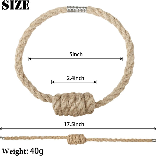 Magnetic Jute Curtain Tiebacks, Decorative Drapery Holdbacks Bohemian Style Woven Tie-Backs with Exquisite Knot (Jute, 2 Pack).