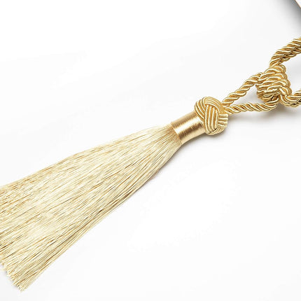 Curtain Tiebacks Hand-Woven Holdbacks Home Decorative Tassels Tiebacks (Gold, 2 Pack).