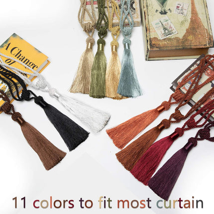 Curtain Tiebacks Hand-Woven Holdbacks Home Decorative Tassels Tiebacks (Gold, 2 Pack).
