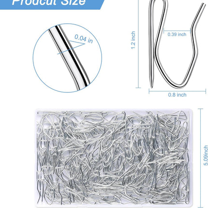 Metal Curtain Hooks, 200pcs Drapery Pins Stainless Steel Pin-on Hooks for Window Shower Door Curtain, Silver White.