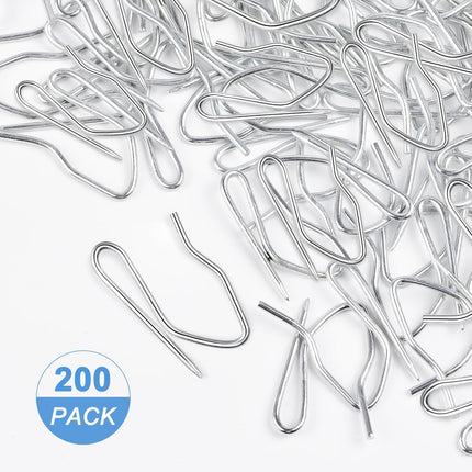 Metal Curtain Hooks, 200pcs Drapery Pins Stainless Steel Pin-on Hooks for Window Shower Door Curtain, Silver White.