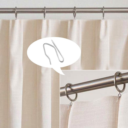 Metal Curtain Hooks, 200pcs Drapery Pins Stainless Steel Pin-on Hooks for Window Shower Door Curtain, Silver White.