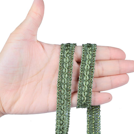 Gimp Braid Trim Cord 1.6 cm/0.63 inch Wide, 10 Yard Handmade Polyester Basic Trim, Fabric Trim for Upholstery, Sewing, Curtains, DIY Costumes, Slipcover, Home Deco (Green, 10 Yard).