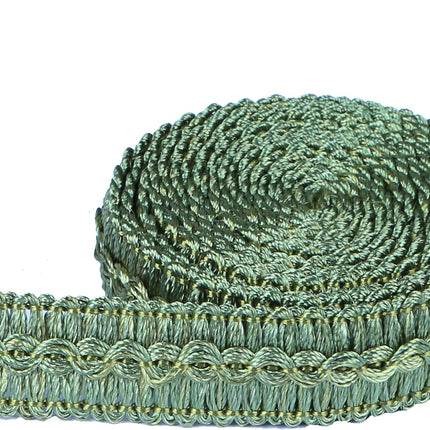 Gimp Braid Trim Cord 1.6 cm/0.63 inch Wide, 10 Yard Handmade Polyester Basic Trim, Fabric Trim for Upholstery, Sewing, Curtains, DIY Costumes, Slipcover, Home Deco (Green, 10 Yard).