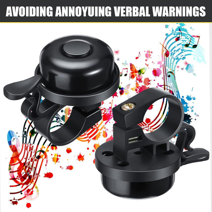 Bike Bells Bulk Aluminum Loud Crisp Bicycle Bell Clear Sound Mountain Bike Accessories Easy Installation for Boys Girls Adults Kids, Black.