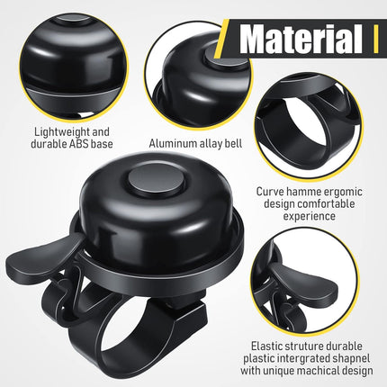 Bike Bells Bulk Aluminum Loud Crisp Bicycle Bell Clear Sound Mountain Bike Accessories Easy Installation for Boys Girls Adults Kids, Black.