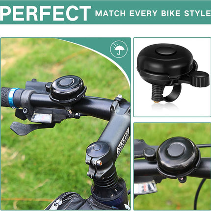 15 Pcs Classic Bike Bell Aluminum Bicycle Bell Loud Crisp Clear Sound Bike Accessories Easy Installation for Adults Kids Girls Boys, Black.