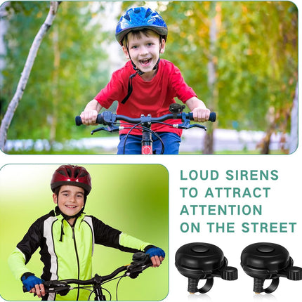 15 Pcs Classic Bike Bell Aluminum Bicycle Bell Loud Crisp Clear Sound Bike Accessories Easy Installation for Adults Kids Girls Boys, Black.