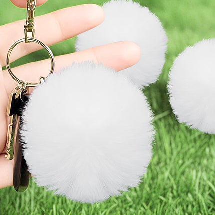12 Pack Small Faux Fur Pom Pom Balls, 2.75 inch Fluffy Pompom Ball Elastic Loop Accessories, White Pompoms for Hats/Shoes/Scarves/Gloves/Bags.