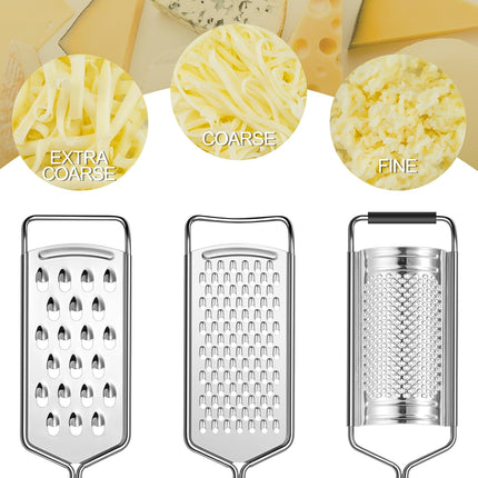 Cheese Grater,  3 Packs Stainless Steel Lemon Zester Grater with Silicone Handle for Cheese, Chocolate, Spices, and More.