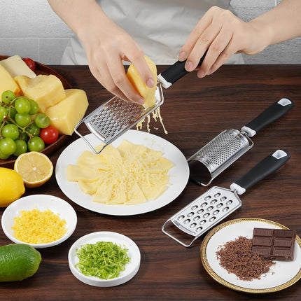 Cheese Grater,  3 Packs Stainless Steel Lemon Zester Grater with Silicone Handle for Cheese, Chocolate, Spices, and More.
