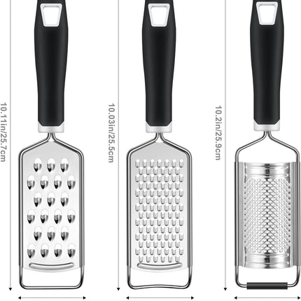 Cheese Grater,  3 Packs Stainless Steel Lemon Zester Grater with Silicone Handle for Cheese, Chocolate, Spices, and More.